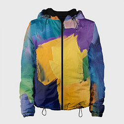 Куртка с капюшоном женская Мазки красок, цвет: 3D-черный