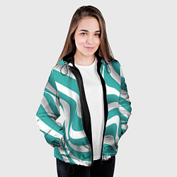 Куртка с капюшоном женская Абстрактные объёмные полосы - оптическая иллюзия, цвет: 3D-черный — фото 2