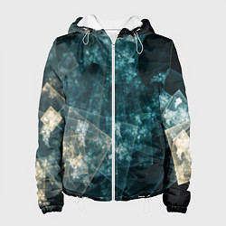 Куртка с капюшоном женская Абстрактный космос геометрия, цвет: 3D-белый