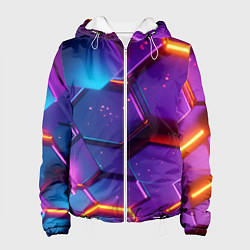 Куртка с капюшоном женская Трехмерные соты с эффектом неона, цвет: 3D-белый