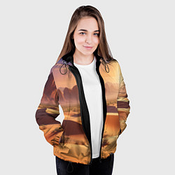 Куртка с капюшоном женская Закат в жаркой пустыне, цвет: 3D-черный — фото 2
