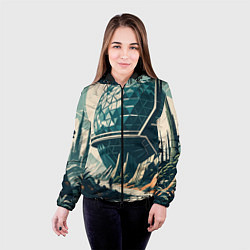 Куртка с капюшоном женская Фантастика круглое здание, цвет: 3D-черный — фото 2