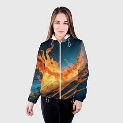 Куртка с капюшоном женская Огонь и вода стихия, цвет: 3D-белый — фото 2