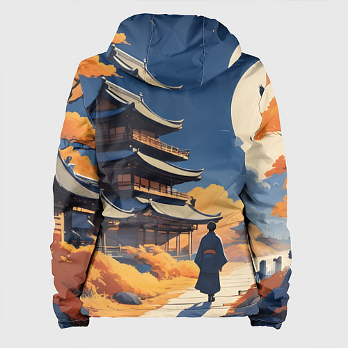 Женская куртка Азия ночь луна / 3D-Черный – фото 2