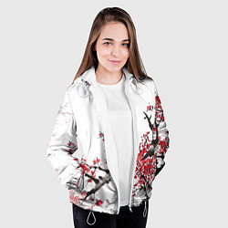 Куртка с капюшоном женская Китайский стиль - слива, цвет: 3D-белый — фото 2