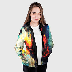 Куртка с капюшоном женская Абстрактный космос текстура, цвет: 3D-черный — фото 2