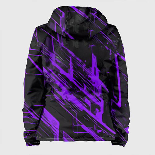 Женская куртка Purple stripes on a black background / 3D-Черный – фото 2