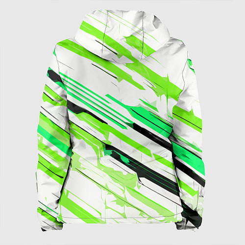 Женская куртка Чёрно-зелёно-салатовые полосы на белом фоне / 3D-Черный – фото 2