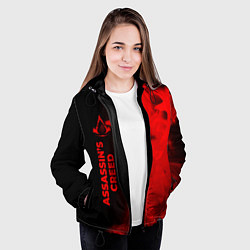 Куртка с капюшоном женская Assassins Creed - red gradient по-вертикали, цвет: 3D-черный — фото 2