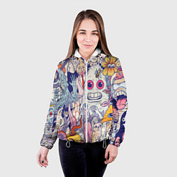 Куртка с капюшоном женская Психоделические монстры, цвет: 3D-белый — фото 2