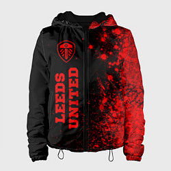 Куртка с капюшоном женская Leeds United - red gradient по-вертикали, цвет: 3D-черный