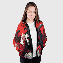 Куртка с капюшоном женская Девушка с макияжем калавера, цвет: 3D-черный — фото 2