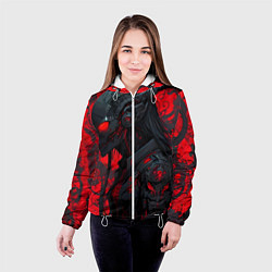 Куртка с капюшоном женская Девушка в стиле киберпанк, цвет: 3D-белый — фото 2