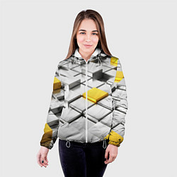 Куртка с капюшоном женская Оптические кубы текстура, цвет: 3D-белый — фото 2