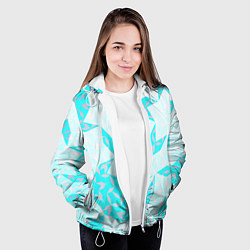 Куртка с капюшоном женская Паттерн Пенроуза : бирюзовый, цвет: 3D-белый — фото 2