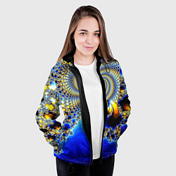 Куртка с капюшоном женская Фрактальный психоделики узор, цвет: 3D-черный — фото 2