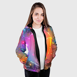 Куртка с капюшоном женская Неоновые сердца со звездочками, цвет: 3D-черный — фото 2