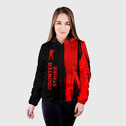 Куртка с капюшоном женская Counter Strike - red gradient по-вертикали, цвет: 3D-черный — фото 2