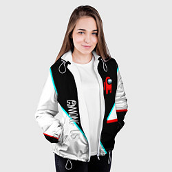 Куртка с капюшоном женская Among us geometry steel glitch, цвет: 3D-белый — фото 2