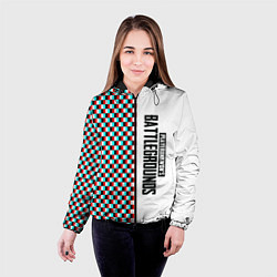 Куртка с капюшоном женская PUBG глитч клетка, цвет: 3D-черный — фото 2