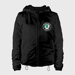 Куртка с капюшоном женская Skoda logo auto, цвет: 3D-черный