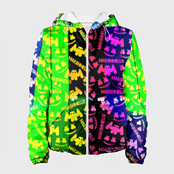 Куртка с капюшоном женская Marshmello pattern neon steel, цвет: 3D-белый