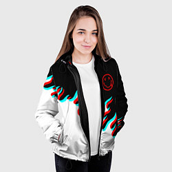 Куртка с капюшоном женская Нирвана глитч огонь, цвет: 3D-черный — фото 2