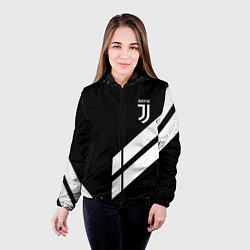 Куртка с капюшоном женская Juventus line white, цвет: 3D-черный — фото 2