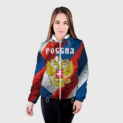 Куртка с капюшоном женская Цвета флага России, паттерн, цвет: 3D-белый — фото 2