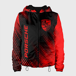 Куртка с капюшоном женская Porsche - red gradient вертикально, цвет: 3D-черный