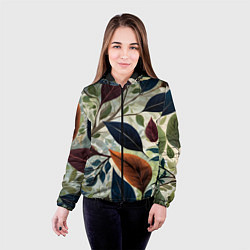 Куртка с капюшоном женская Листья искусство, цвет: 3D-черный — фото 2