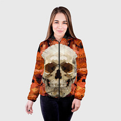 Куртка с капюшоном женская Смеющийся череп паттерн, цвет: 3D-черный — фото 2