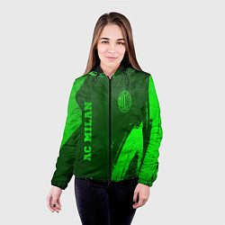 Куртка с капюшоном женская AC Milan - green gradient вертикально, цвет: 3D-черный — фото 2