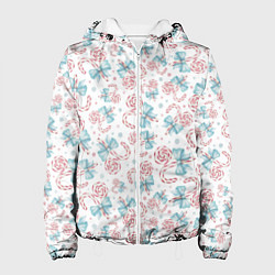 Куртка с капюшоном женская Новогодние леденцы, цвет: 3D-белый