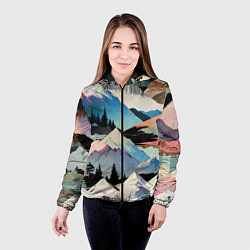 Куртка с капюшоном женская Снежные горы, цвет: 3D-черный — фото 2