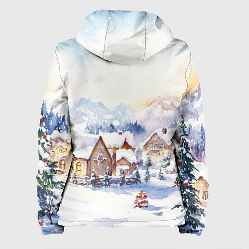 Женская куртка Новогодний снежный город / 3D-Черный – фото 2