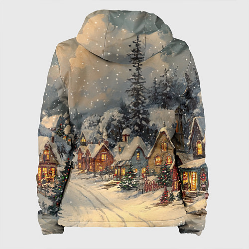 Женская куртка Новогодние зимние домики / 3D-Черный – фото 2