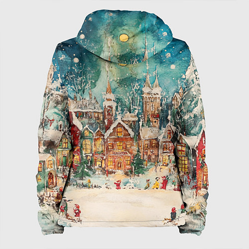 Женская куртка Новогодний снежный город / 3D-Черный – фото 2