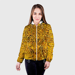 Куртка с капюшоном женская Жёлтый симбионт абстракция, цвет: 3D-белый — фото 2