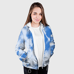 Куртка с капюшоном женская Синий тай дай, цвет: 3D-белый — фото 2