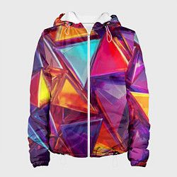 Куртка с капюшоном женская Разноцветные треугольники 2, цвет: 3D-белый
