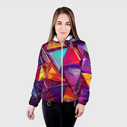 Куртка с капюшоном женская Разноцветные треугольники 2, цвет: 3D-белый — фото 2