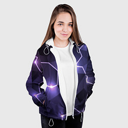 Куртка с капюшоном женская Молниеносная геометрия с подсветкой, цвет: 3D-белый — фото 2
