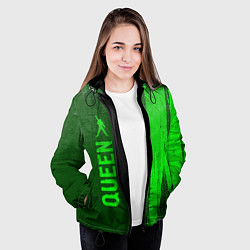 Куртка с капюшоном женская Queen - green gradient по-вертикали, цвет: 3D-черный — фото 2