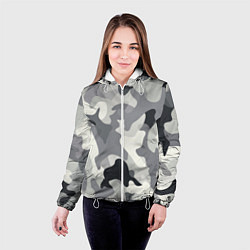 Куртка с капюшоном женская Бело-серый камуфляж, цвет: 3D-белый — фото 2