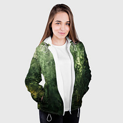 Куртка с капюшоном женская Зеленый камуфляж с эффектом старины, цвет: 3D-белый — фото 2