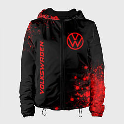 Куртка с капюшоном женская Volkswagen - red gradient вертикально, цвет: 3D-черный