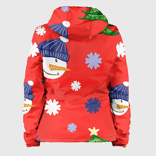 Женская куртка Новогодний узор со снеговиком и снежинками / 3D-Черный – фото 2