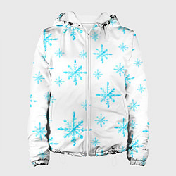 Куртка с капюшоном женская Зимний узор из снежинок, цвет: 3D-белый