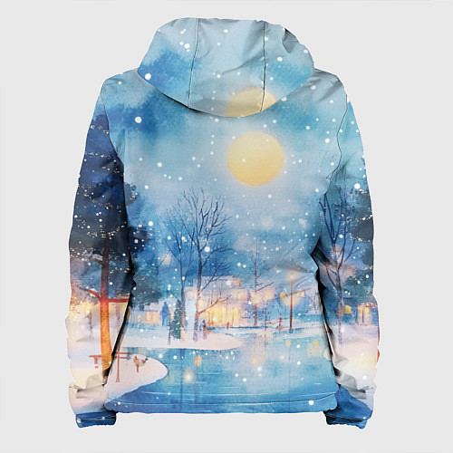 Женская куртка Новогодняя атмосфера - акварель / 3D-Черный – фото 2